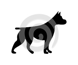 Pit bull icon. Dog standing silhouette. Vector illustration isolated