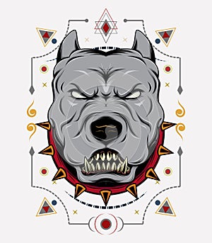 Pit bull mascot emblem design template