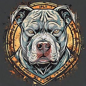 Pit bull mascot emblem design template. T-shirt design with pit bull looking dangerous