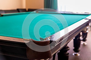 Pit of corner table snooker. Hole on billiard table