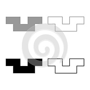 Pit with square hole ground dimple set icon grey black color vector illustration image solid fill outline contour line thin flat