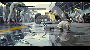 Pit Stop Anticipation: Crew Awaits the F1 Racing Car