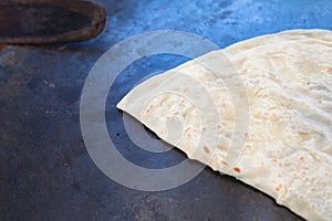 Pita bread with cottage cheese and greens