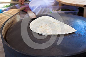 Pita bread with cottage cheese and greens