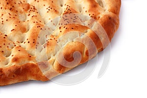 Pita Bread isolated with diagonal half copyspace