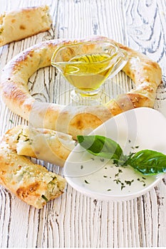 Pita bread stuffed with cheese