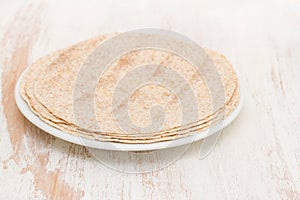 Pita on white plate