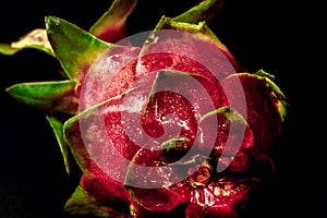 Pitahaya Pitahaya Dragonfruit on a black background close-up