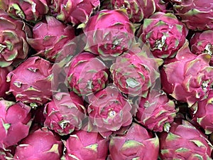 Pitaya fruits on a display in a supermarket