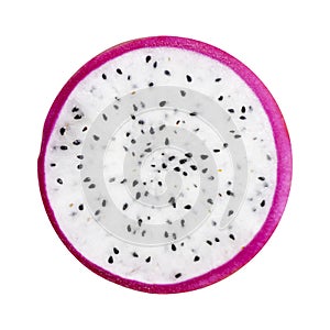 Pitaya slice on a white isolated background in macro scale