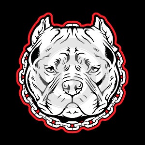 Pitbull Chain Dog Logo Mascot Vector