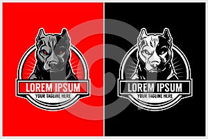 Pitbull Dog animal cartoon character vector logo