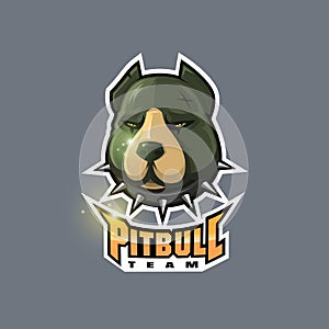 Pitbull dog head esport logo