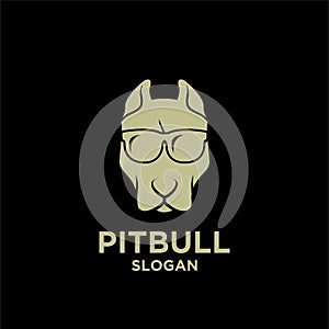 Pitbull dog head gold logo icon design