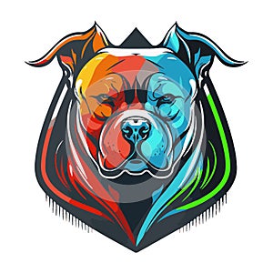 Pitbull dog mascot character logo design with badges