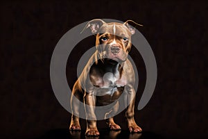 Pitbull dog portrait on black background. Neural network AI generated