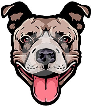 Pitbull Face Illustration. Wild. Face. Vector