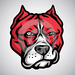 Pitbull Head Smirking. Vector Illustration Logo Template