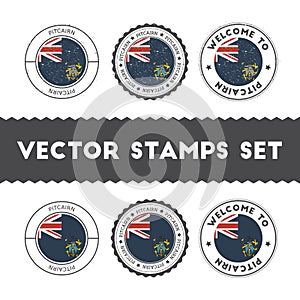 Pitcairn Islander flag rubber stamps set.