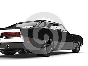 Pitch black American vintage muscle car - taillight cut shot