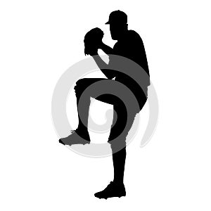 Pitcher, baseball player vector silhouette