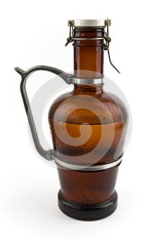 A pitcher of glass for beer