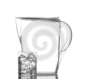 Pitcher and glass with droplets