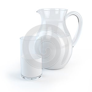 Pitcher and glass of milk