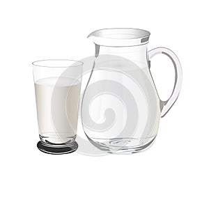 Pitcher with milk, vector illustration