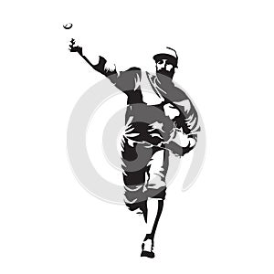 Pitcher throwing ball, baseball player