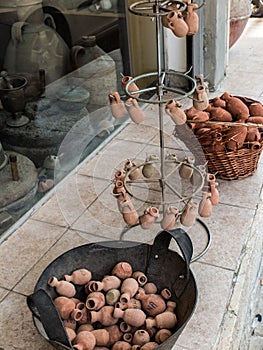 Pitchers and jugs, souvenirs of Cana in Galilee place of the tr