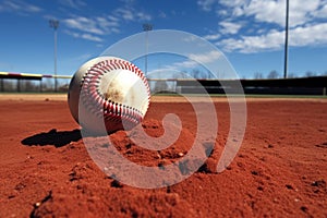 pitchers mound view with baseball and glove