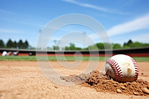 pitchers mound view with baseball and glove