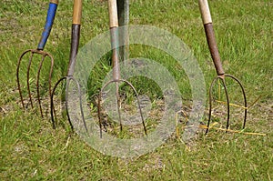 Pitchforks for handling straw and hay