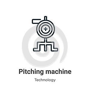 Pitching machine outline vector icon. Thin line black pitching machine icon, flat vector simple element illustration from editable