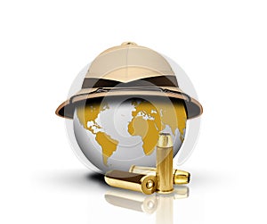 Pith Helmet with bullets and Globe photo