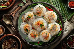 Pitha, Traditional Bangladesh Rice Cakes made with Rice Flour, Coconut