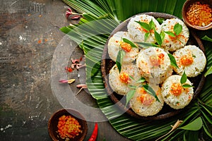 Pitha, Traditional Bangladesh Rice Cakes made with Rice Flour, Coconut