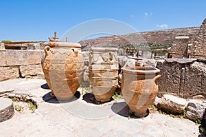 The Pithoi or storage jars at the Knossos palace on the island of Crete, Greece.