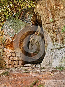 Pitigliano, Grosseto, Tuscany, Italy: the Via Cava of Saint Joseph, Etruscan trench dug into the tuff rock