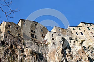 Pitigliano and its houses on the tuff rock photo