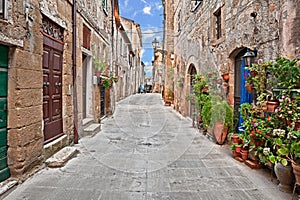 Pitigliano, Tuscany, Italy: alley in the old town