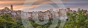PITIGLIANO, TUSCANY, ITALY - JUNE 15, 2019 - View of Pitigliano town at sunset. Picturesque and unusual - built on tuff