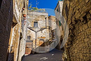 Pitigliano Tuscany Italy perched on a tuff cliff, Old Town and alleys