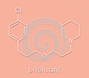 Pitolisant tiprolisant narcolepsy drug molecule. Skeletal formula. photo