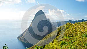 Pitons moutains of Saint Lucia, St. Lucia Caribbean Sea with Pitons