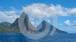 Pitons moutains of Saint Lucia, St. Lucia Caribbean Sea with Pitons