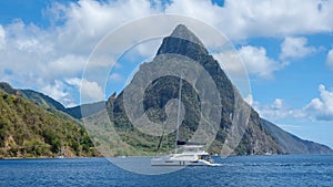 Pitons moutains of Saint Lucia, St. Lucia Caribbean Sea with Pitons