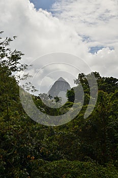The pitons St. Lucia Caribbean Island Mountain Blue Sky Clouds