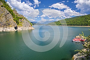 Pitoresque lake scene in summer Romanian Carpathians